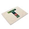30x45cm Alphabet Letters Linen Kitchen Placemat Botanical Plant Green Tropical Leaves Dining Table Mats Coaster Pad