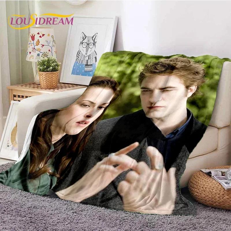 The Twilight Saga Edward Bella Mjuk Flanellfilt för Säng Sovrum Soffa Picknick, Kastfilt att Täckas med Utomhus Fritid Vilo-present