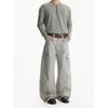 Blaexit Retro Vintage Light Gray Cargo Pants Men's Thickened Multi-Pocket Loose Wide-Leg Scimitar Trousers