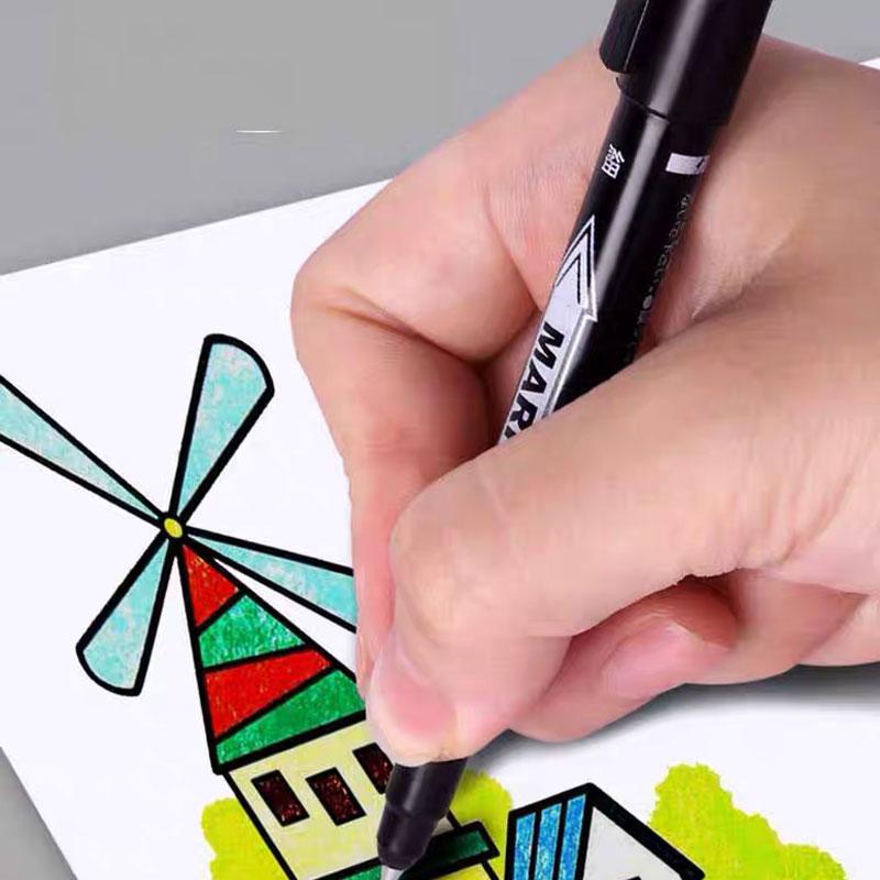 5pcs Double-ended Markers Black and Red Oil-based Sketch Pens Thick Art Markers Large-tipped Pens Red and Fine-tipped Markers