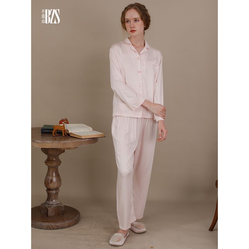 Satin Spring and Autumn Korean Style Tribute Satin Rayon Ice Silk Plus size Long sleeve Set Cotton Silk Men's Homewear Pajamas Couple