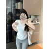 New Summer V-neck Front Shoulder Short-sleeved T-shirt for Women's Design, Pinching Waist To Make Them Look Slim and Short Top