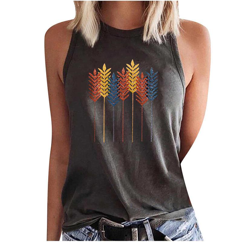 Women's Dragonfly and Dandelion Printed Sleeveless T-shirt, Y2K Street Clothing, Off Shoulder Tank Top, Sexy Sleeveless Girl's T-shirt