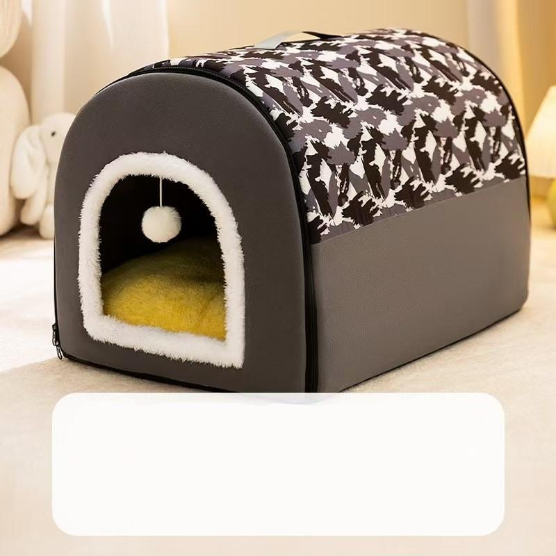 

Теплый зимний коврик для кошки, собаки, палатка для глубокого сна, уютный геометрический домик-гнездышко, съемный, моющийся, для средних и больших собак, товары для животных S 40X35X35