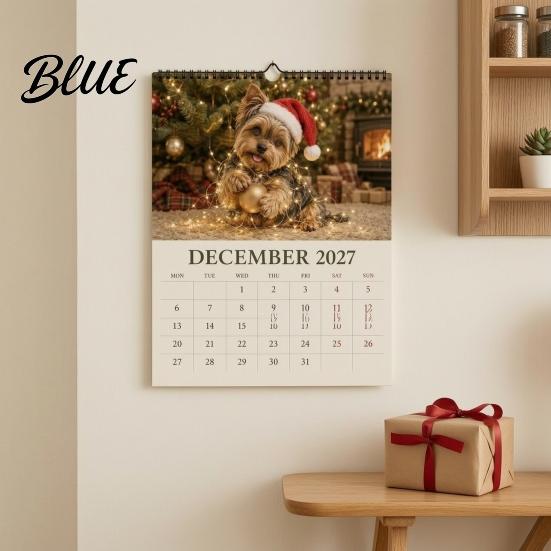Dekorativer Wandkalender Yorkshire Terrier Kalender, 2027 Monatlicher Hängeplaner mit Metall-Termin-Doppelspirale für Zuhause Büro