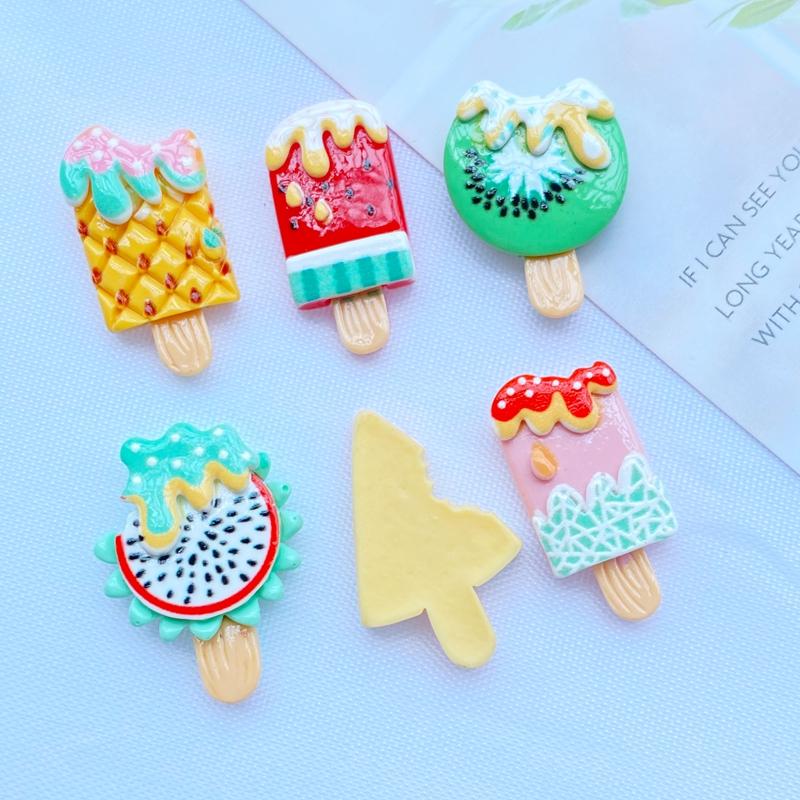 20Pcs Kawaii Cute Mixed fruit popsicle Flat back Resin Cabochons Scrapbooking DIY Jewelry Craft Decoration Accessories D67