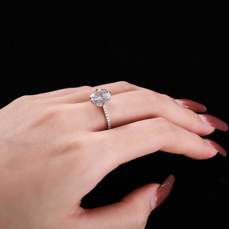 Tancise Women Classic 925 Sterling Silver  Zircon Ring Ladies Jewelry Wedding Promise Party Gift