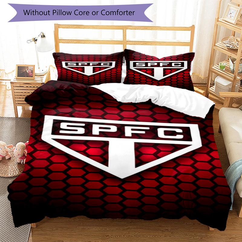 Paulo Fc Emblem Printed Pattern Duvet Cover Set – Includes 1 Duvet Cover and 2 Matching Pillowcases Bedroom Decor Christmas Gifts