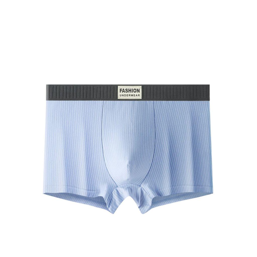 New Men's Pure Cotton Antibacterial Striped Boxer Briefs - Comfortable & Breathable