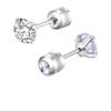 Titanium Steel Four-Claw 3A Zircon Screw-Back Cartilage Stud Earrings