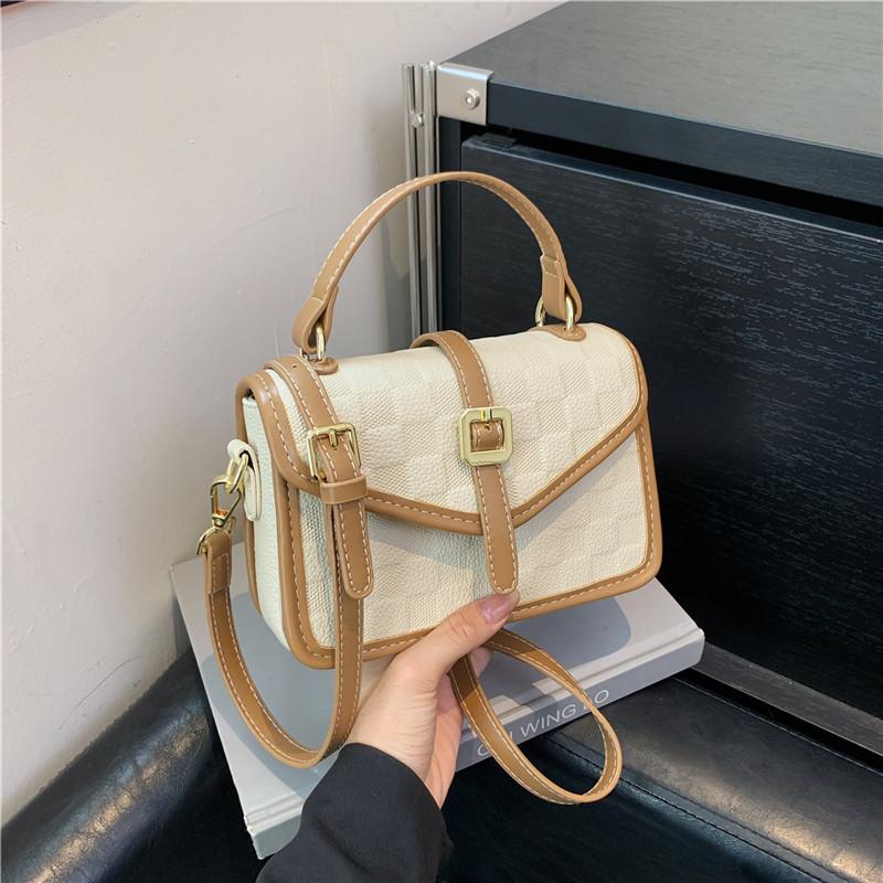 Senior sense of retro small bag female  new popular pop tide plaid crossbody bag fashion trend small square bag