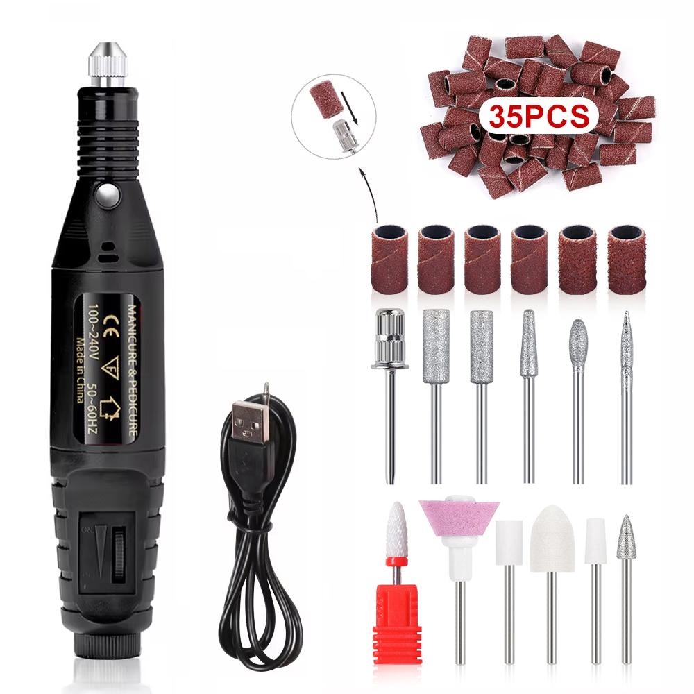 YIKOOLIN Portable Nail Sander Set Electric Nail Drill Machine Milling Cutter For Manicure Pedicure Strong Polishing Tools
