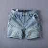 Męskie Spodenki Jeansowe Styl Vintage Spierane Prosty Krój Spodenki Jeansowe Letnie Gorące Modne Koreańskie Spodnie Casualowe dla Mężczyzn Krótkie Spodnie