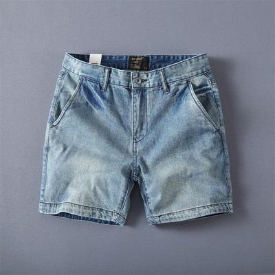 Pantalones cortos vaqueros para hombre, estilo vintage, lavados, corte recto, pantalones cortos vaqueros de verano, modernos, estilo coreano, casuales, para hombre.