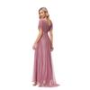 Plus Size Handmade Pleated Double V-Neck Bell Sleeve Chiffon Evening Gown for Spring/Summer