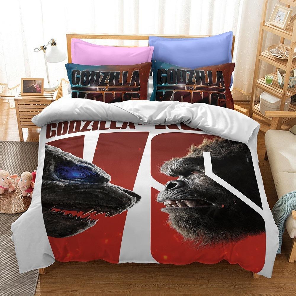 3D Printen Monsters G-Godzillas Beddengoed SetVS KingKongs Dekbedovertrek Set met Kussensloop 2/3 delig Dekbedovertrekken Twin Queen Enkel
