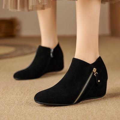 Flache Wildleder Keilabsätze Damen Stiefeletten Designer High Heels Schuhe Frau Winter Elegant Schneestiefel 2025 Trend Fad Pumps Botas Mujer