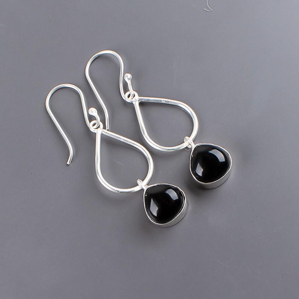

Black Tourmaline Gemstone 925 Sterling Silver Jewelry Handmade Earrings 1.90 EE-19-22