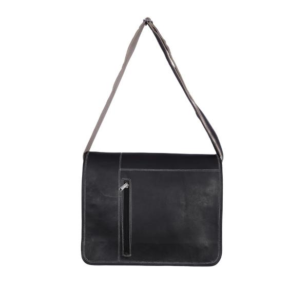 Handmade Black Leather Laptop Messenger Bag – Full Grain, Crossbody Satchel Unisex