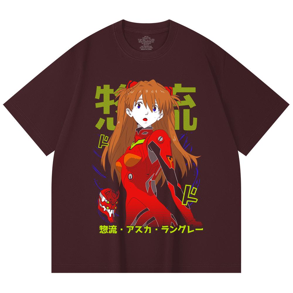 

230 Gsm 100% Cotton Evangelion V10 Asuka Print Unisex Heavy Cotton T Shirt 2XL
