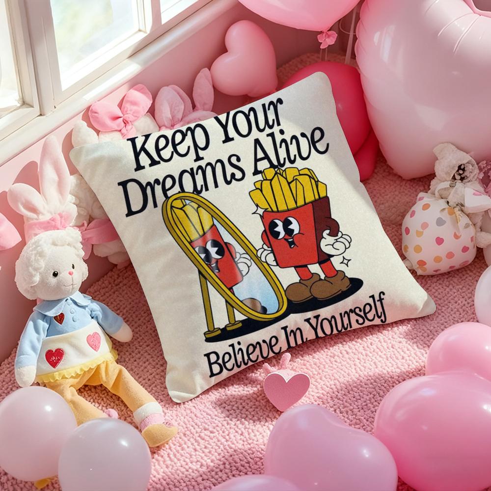 Retro Pop Cartoon Food Cushion Cover Pattern Printed Pillowcase for Living Room Sofa Cushion Cover & Bedroom Decor