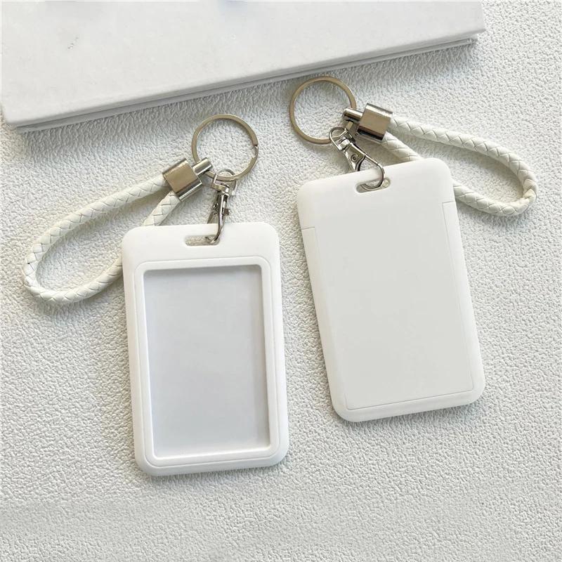 1Pc Macaron Bus ID Card Protective Cover Cases Student Meat Keyring Card Campus Access Door Credit Card Holder Bag Set Key Chain