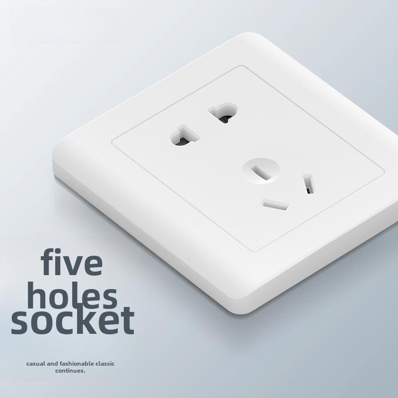 Panou priză comutator simplu/dublu ascuns tip 86 cu comutator electric intermediar și priză cu cinci găuri