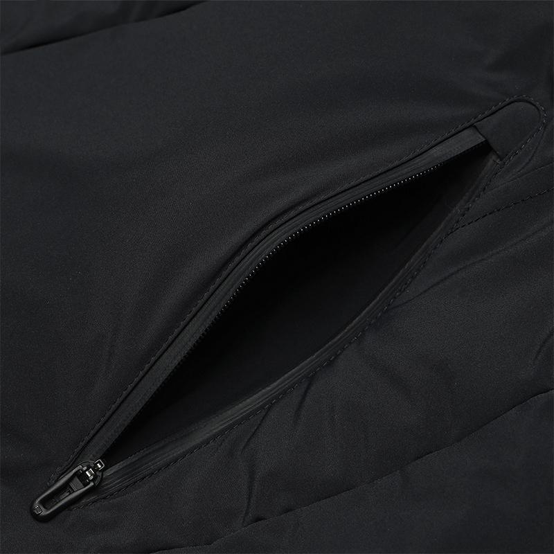 FILA Golf Series Solid Color Simple Mid-Length Hooded Long Sleeve Down Jacket Women Outerwear Deep-Black A11W445916FBK