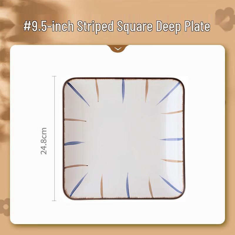 Japanese Style Ceramic Striped Deep Plate