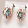 Kienl  Trend  Rose Gold Color Heart Drop Earring For Women Shiny Colorful Natural Zircon Accessories Daily Fine Jewelry