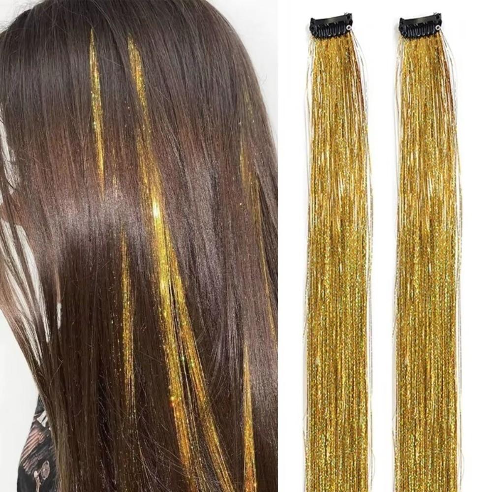 Highlights Clip Clip in Hair Extensions Glitter Colorful Fairy Hair Hair Tinsel Synthetic Long Straight Hair Highlights Girls