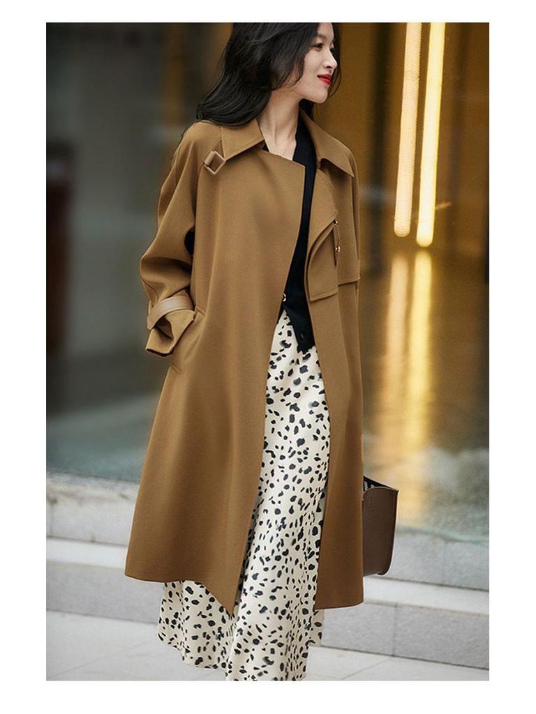 Women's 2025 Spring/Autumn Fashion Mid-Length Windbreaker Coat