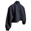 2025 Women's Black Chic Stand-up Collar Short Workwear Windbreaker for Autumn/Winter