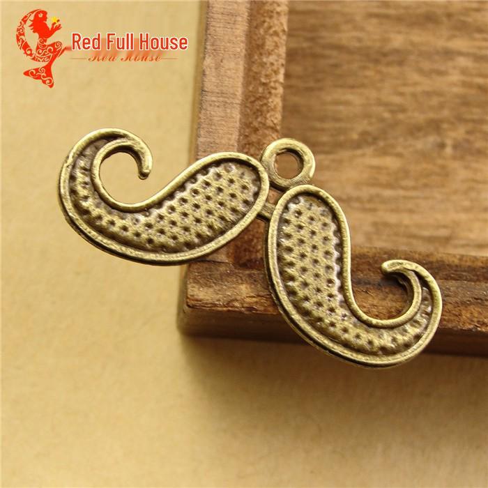 Antique Blue Retro Mustache Pendant for Mobile Phones, 1g, 100 pcs/pack