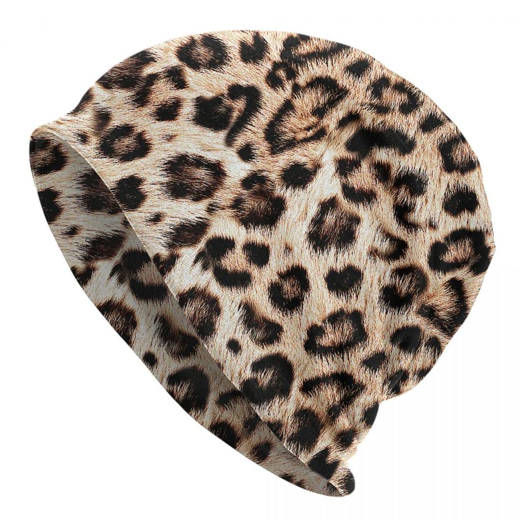 Leopard Fur Ethnic Tribal Geometric OrnaUnisexts Skullies Beanies Caps Winter Knit Hat Adult Animal Leather Texture Bonnet Hats