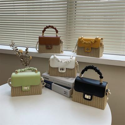 Tasche Damen neu Sommer klein frisch Mode Gras gewebt pastoral tragbar Messenger kleine quadratische Tasche Tide