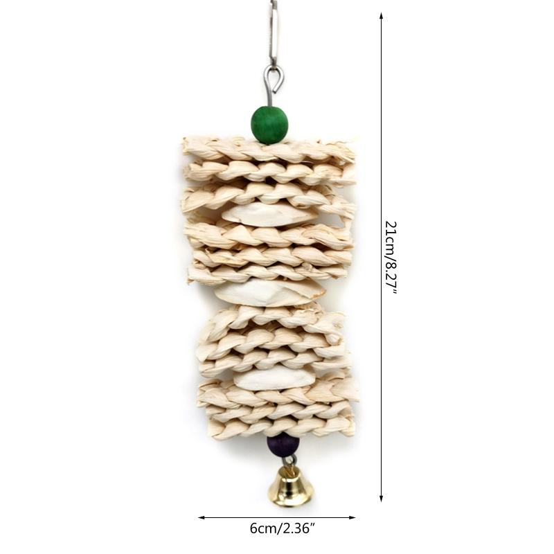 Bird Toys Chewing Toy Parrot Cage Bite Toys Corn Husks Color Wood Beads Entertainment Toys for Small and Medium Parrots Birds