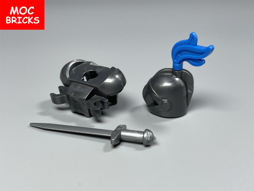 5sets/lot MOC Bricks Medieval Knights Hero Armor Paint Helmet sword warrior soldier Educational Building Blocks Toys