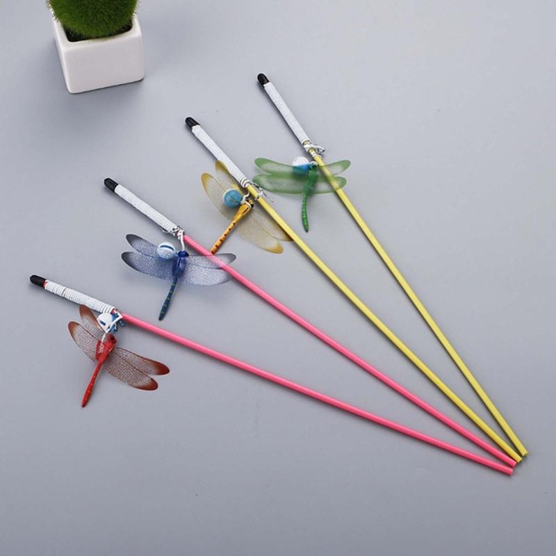 Interactive Cats Teaser Wand Toy With Bells Realistic Dragonflies Design For Kitten Playtimes And Exercise Stick Gift