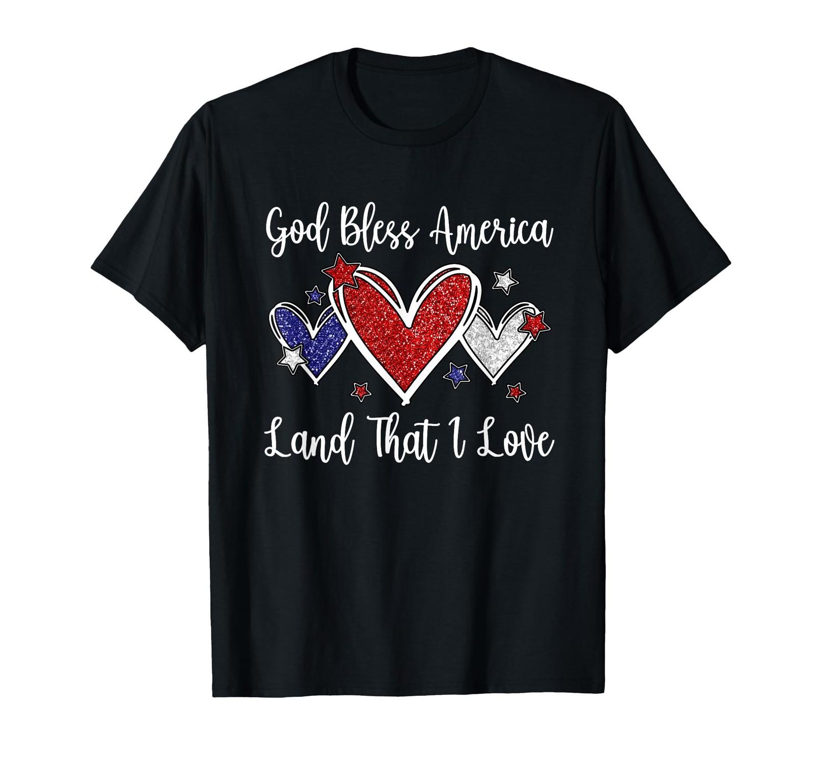 God Bless America for Women Girls Cute Patriotic 4th of July T-Shirt S