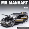 1/32 BMW MH8 800 Manhart Diecast Car Toy for Children Miniature Model Pull Back Sound & Light Collection Gift for Boys Kid Gift