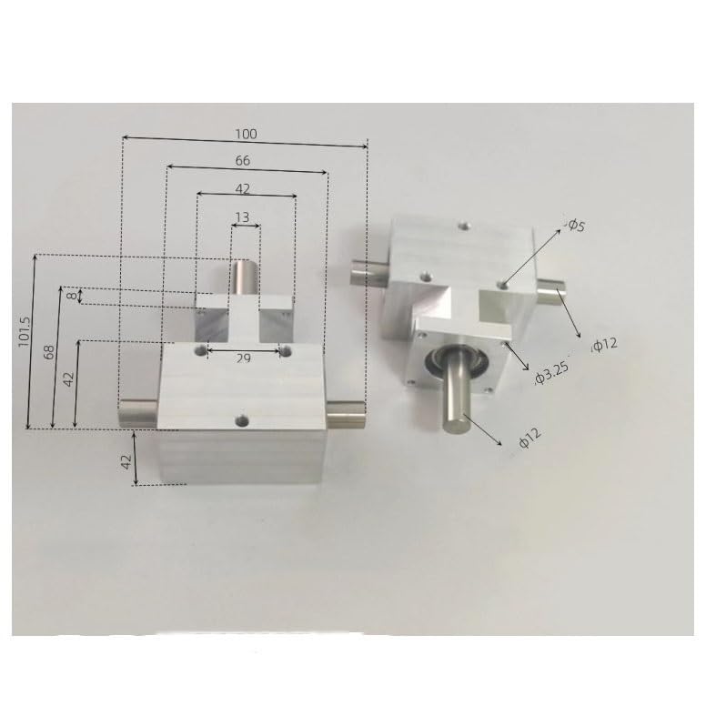 Mechanical Steering 1pc 90 Degree Spiral Bevel Gear Gearbox 12mm Co-Directional Dual Shaft Right Angle Steering Gearbox 1:1 Ratio Commutator