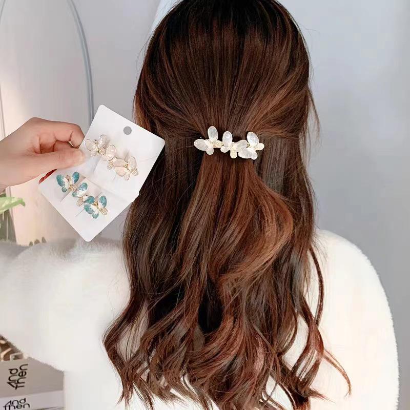 Elegant Pearl Spring Clip | High-Grade Floral Hairpin for Women