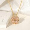 2-in-1 Heart 4 Leaf Clover Necklace Pendant Pink Sparkling Silver Gold Plated for Women Valentine's Mother's Day Jewelry Gift