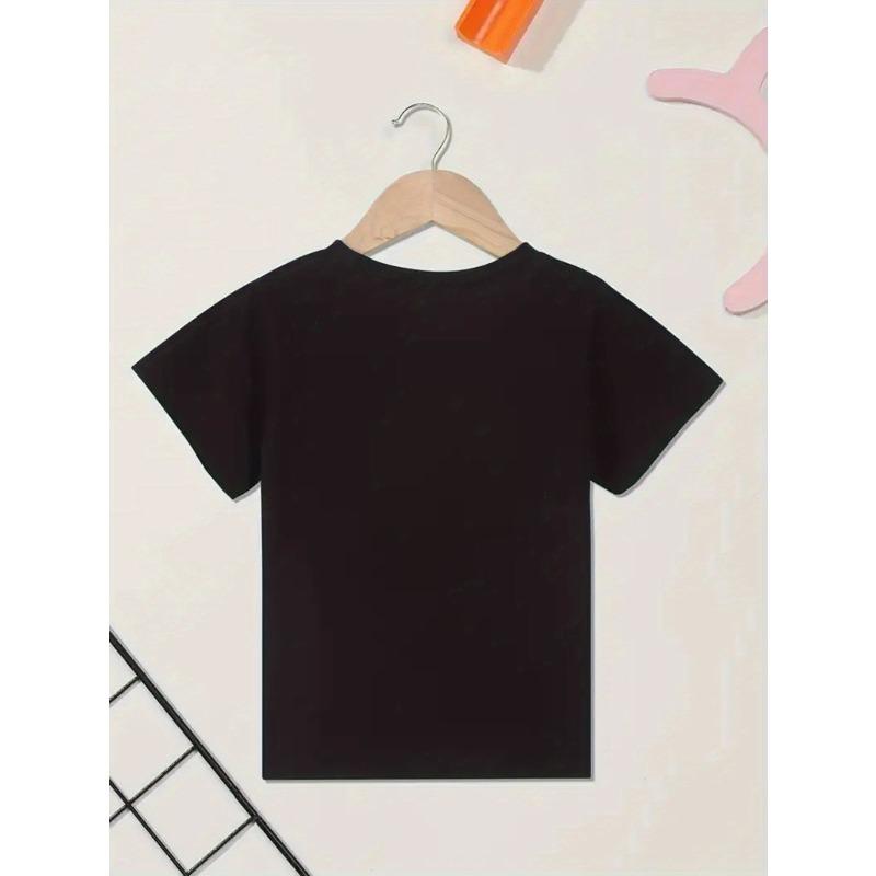 Children Crew Neck Short Sleeve T-Shirt with Cartoon Guinea Pig Portrait Print