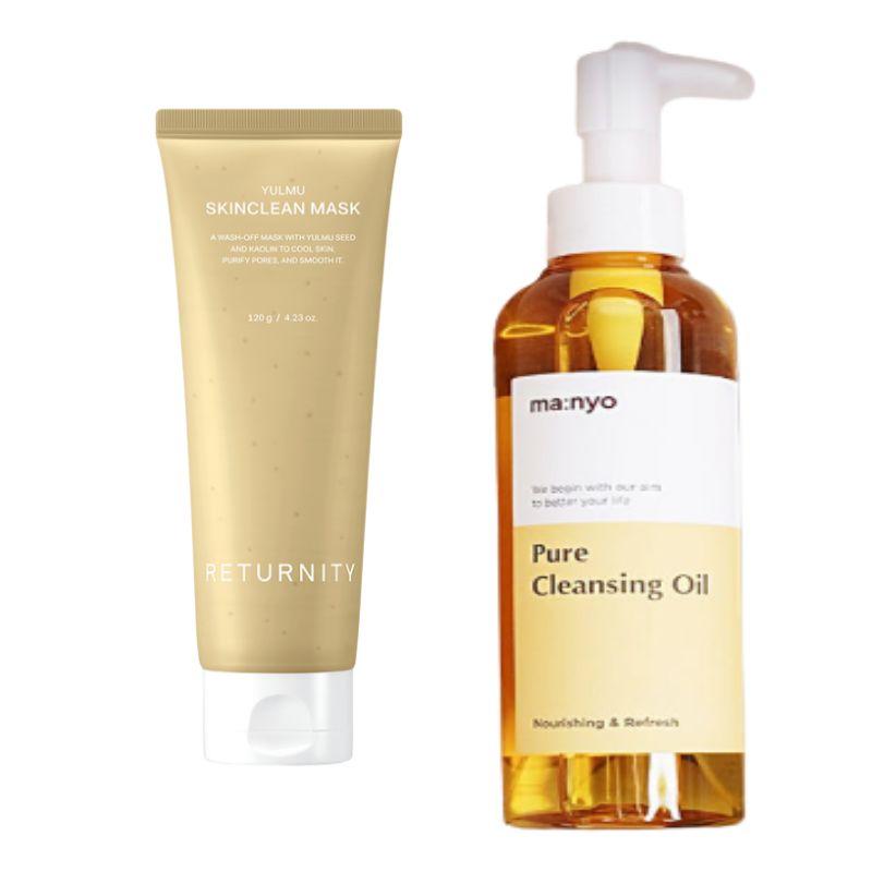 [Pore Vacuum] Yulmu-Clay Deep Cleansing Set – Returnity Yulmu Skinclean Pack (120g) + Manyo Factory Pure Cleansing Oil (200ml) Oil 200ml +Pack 120g