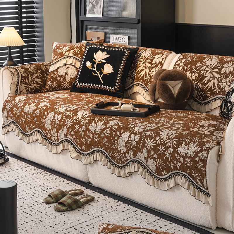 French Special-Shaped Sofa Cushion Light Luxury High-End Non-Slip Straight Row Sofa Seat Cushion Universal In All Seasons New Cover Towel