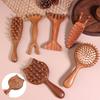 Pieptene de păr din lemn de santal, Masaj relaxant al scalpului și acupuncturii, Portabil, Mâner din lemn, Pieptene antistatic, Instrument de styling, Placă Gua Sha, Îngrijirea sănătății