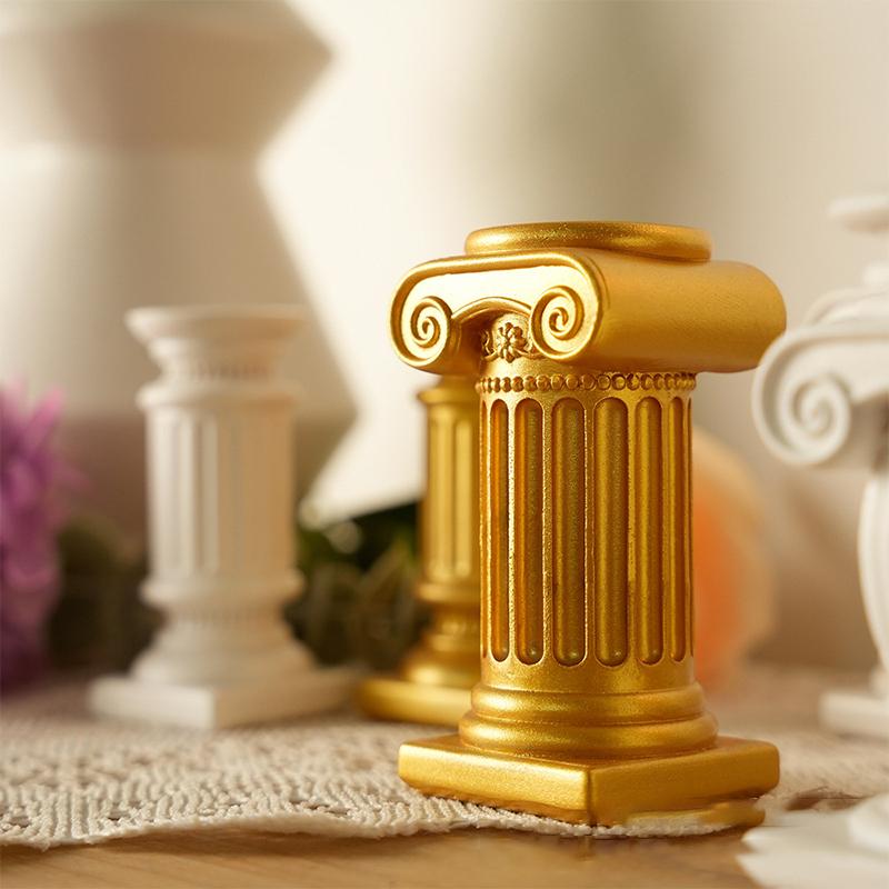 Roman Pillar Greek Column Statue Candle Holder Resin Figurine Home Desktop Decor Ornament Pography Prop Architectural Detail