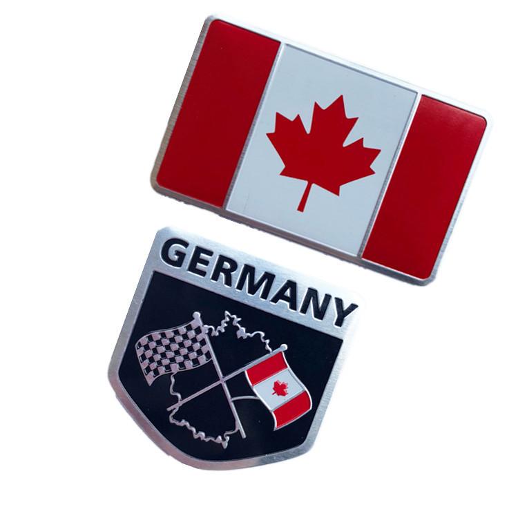 Metalowe naklejki samochodowe z flagą narodową ze stopu aluminium, naklejki dekoracyjne do modyfikacji samochodu, etykiety na karoserię